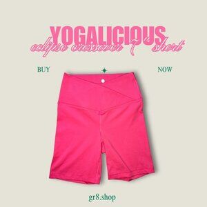 Yogalicious Eclipse Crossover 7" Shorts Women S Pink Stretchy Lightweight Active